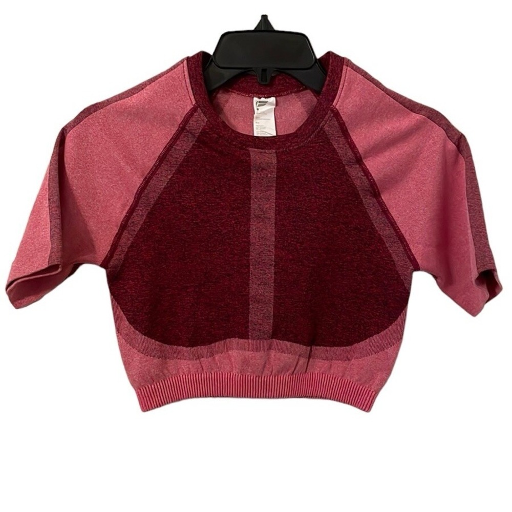 Fabletics Women's Helena Seamless Pink Heather Multi ‎ Crop Top Size M